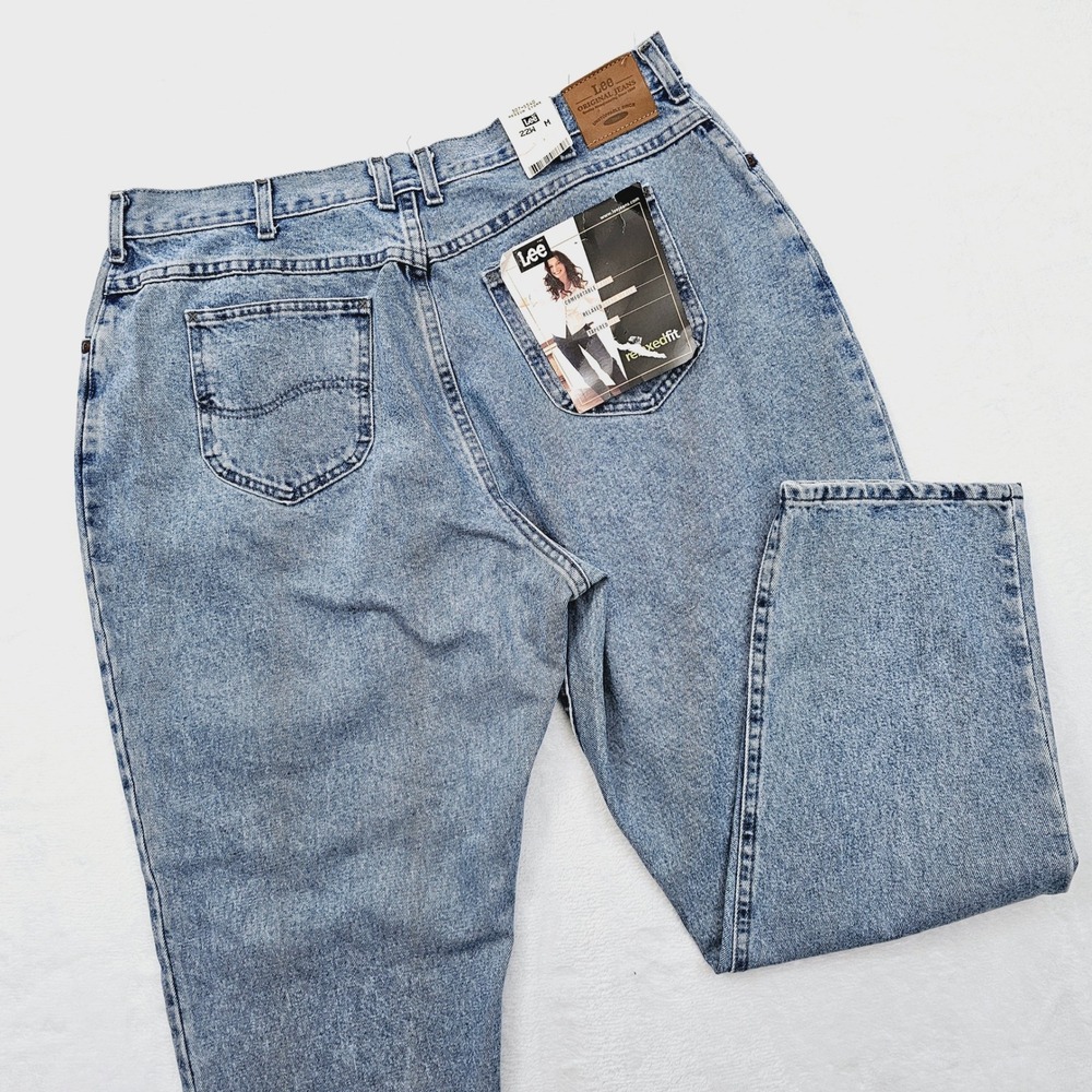 Lee Relaxed Fit Jeans Women 22W Medium Stone Blue‎ High Rise Tapered 90s Vintage